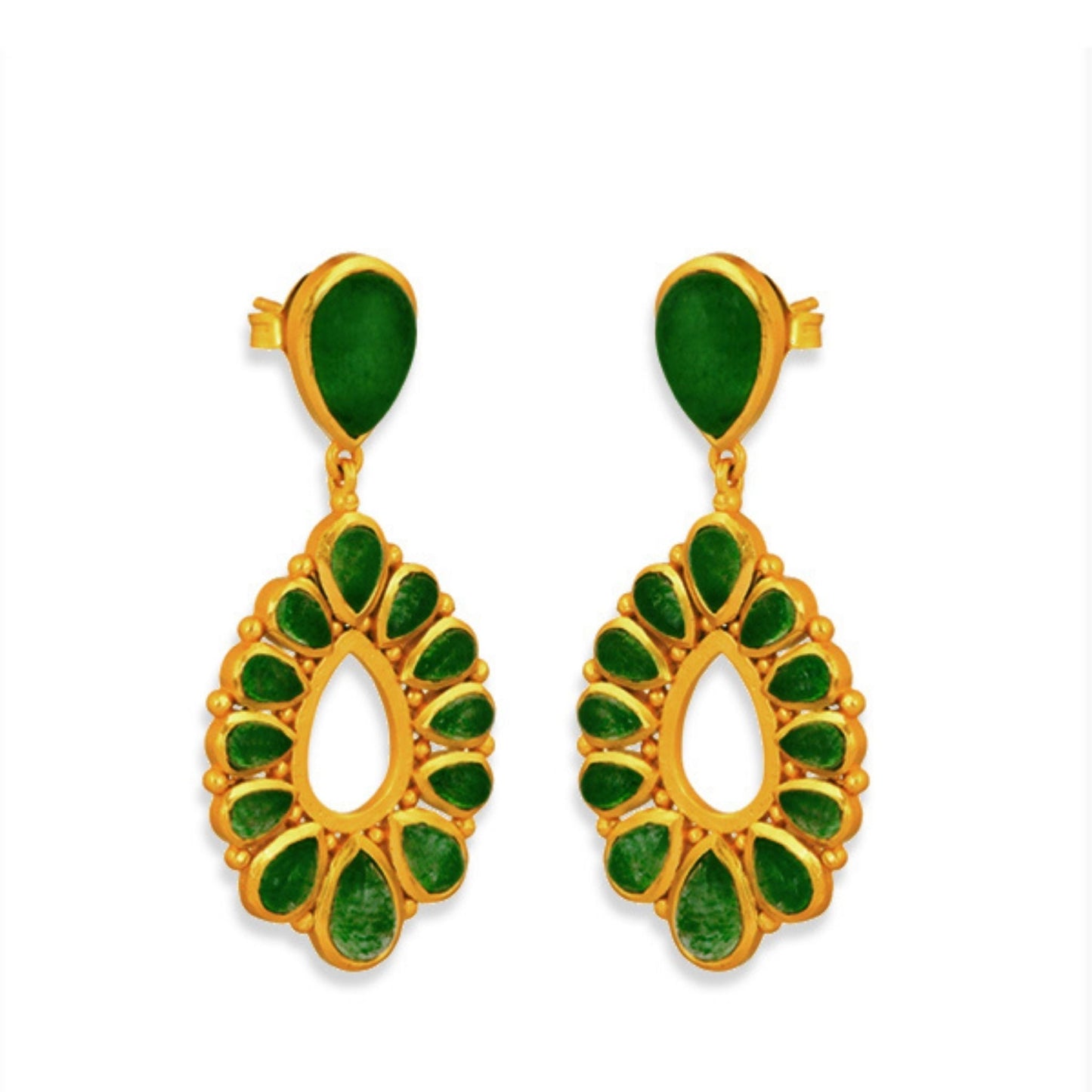 Desert Rain Drop Earrings - Green Strawberry Quartz