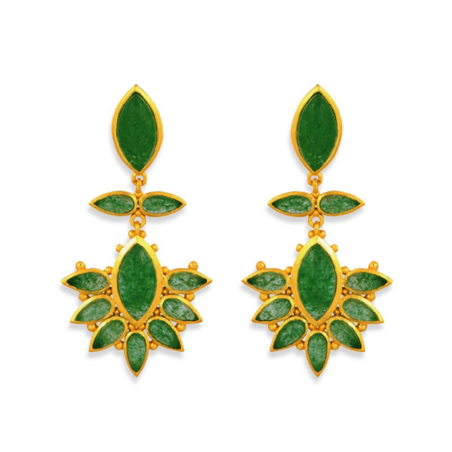Dreamcatcher Drop Earrings - Green Strawberry Quartz