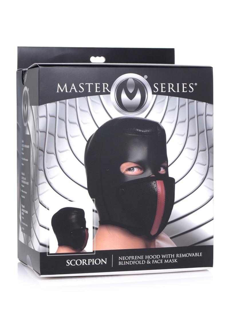 Master Series Scorpion Hood with Removable Blindfold and Face Mask