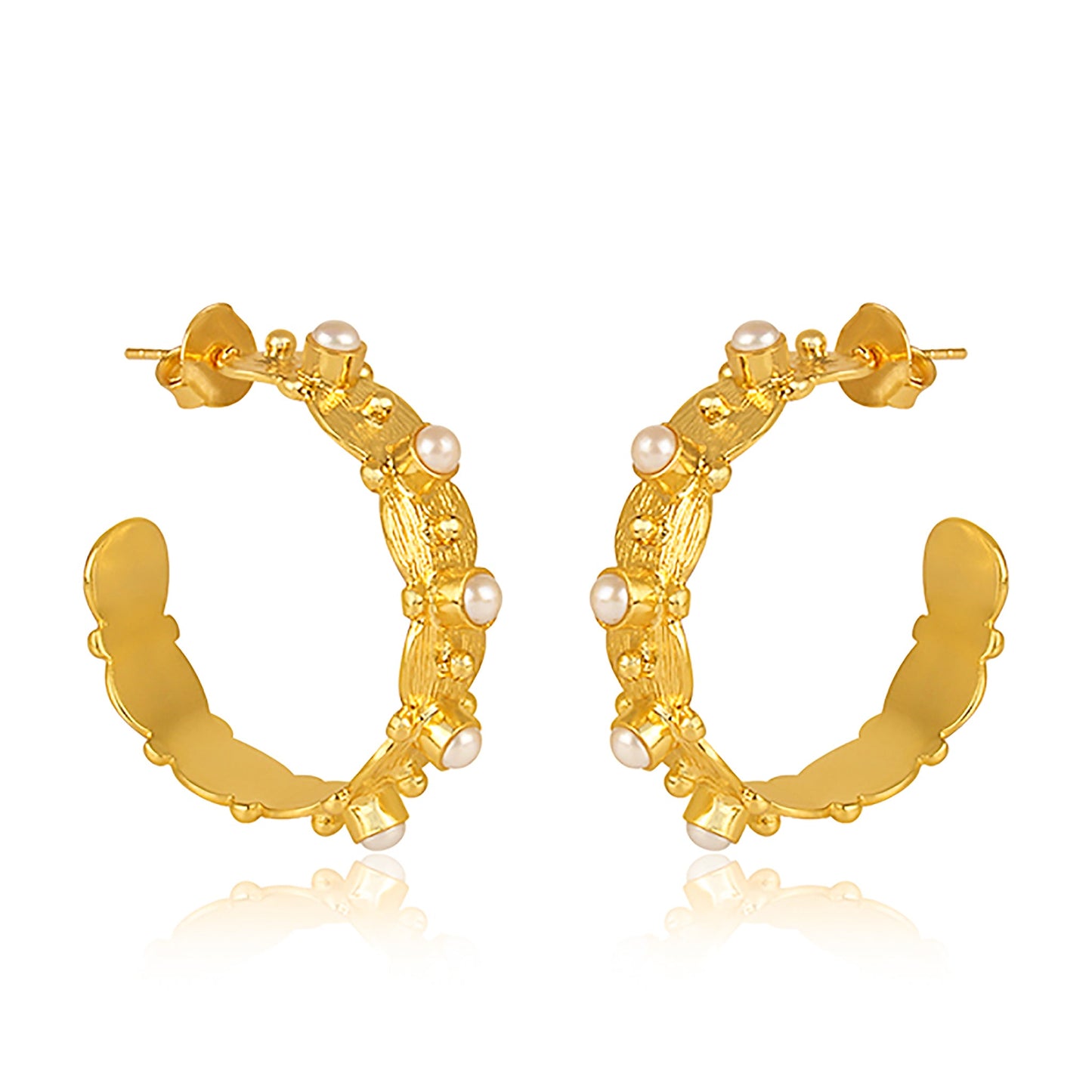 Honeysuckle Hoop Earrings - Pearl