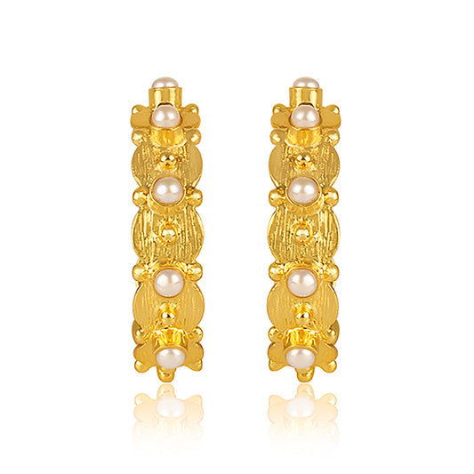 Honeysuckle Hoop Earrings - Pearl