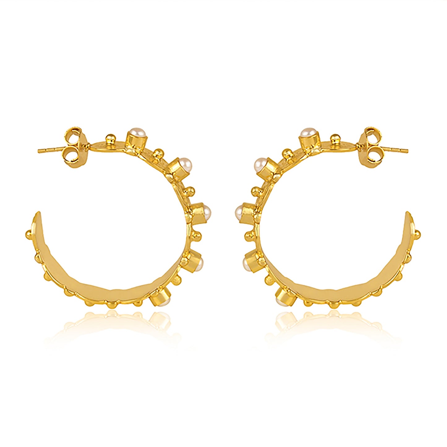 Honeysuckle Hoop Earrings - Pearl