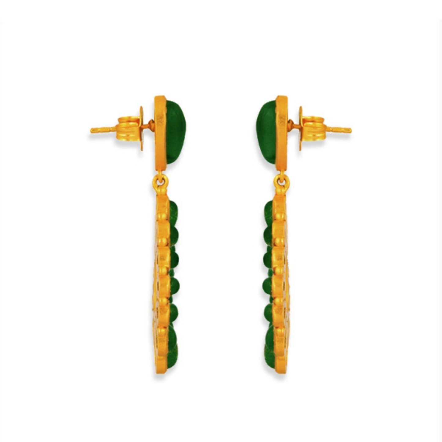 Desert Rain Drop Earrings - Green Strawberry Quartz