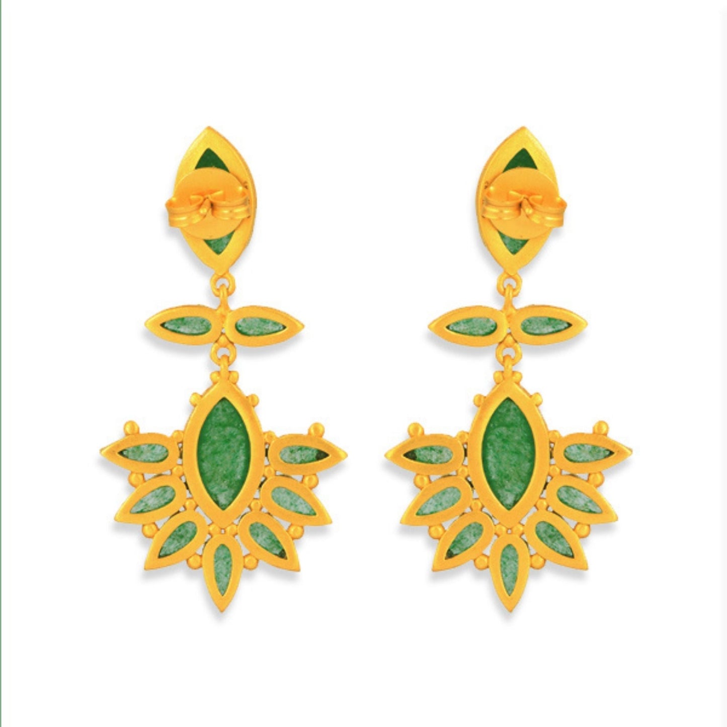 Dreamcatcher Drop Earrings - Green Strawberry Quartz