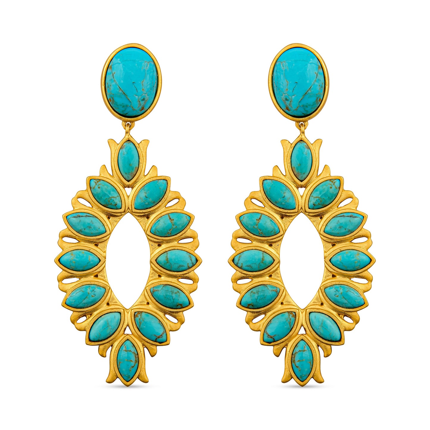 Water Lily Drop Earrings - Turquoise