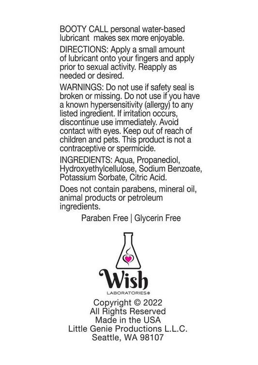 Bootycall Water Based Lubricant