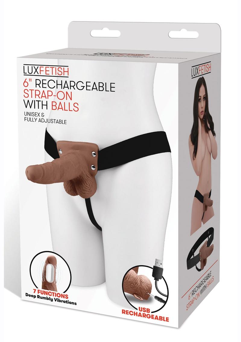 Lux Fetish Rechargeable Strap-On with Balls