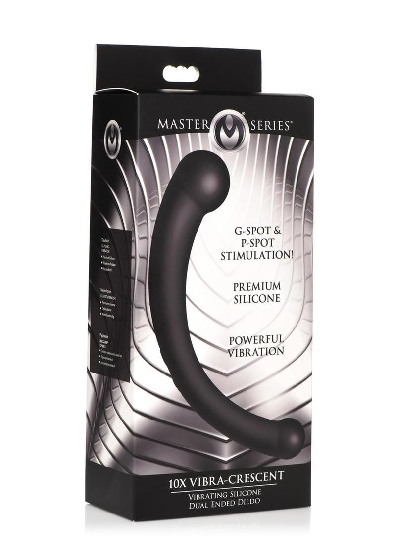 Master Series 10x Vibra-Crescent Rechargeable Silicone Vibrating Dual Ended Dildo