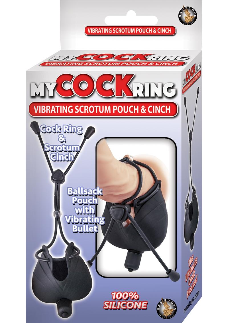 My Cock Ring Vibrating Scrotum Pouch and Cinch Silicone Cock Ring