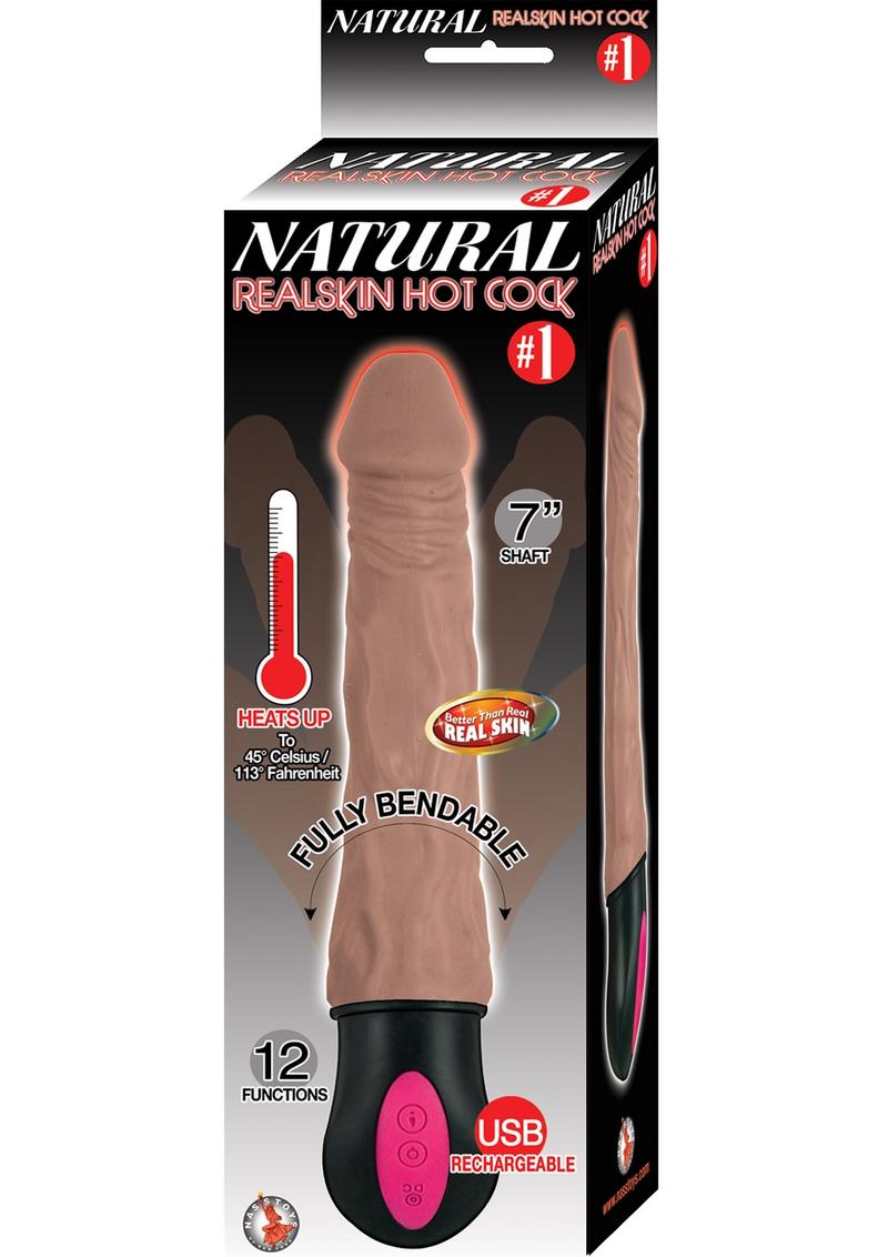 Natural Realskin Hot Cock 1 Rechargeable Warming Dildo