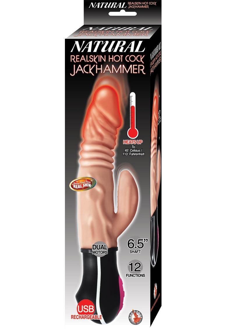Natural Realskin Hot Cock Jackhammer Rechargeable Warming Vibrator