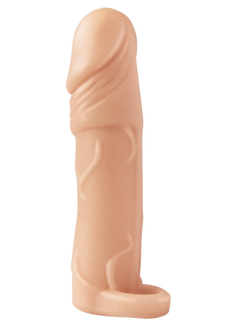 Natural Realskin Vibrating Penis Extender with Scrotum Ring
