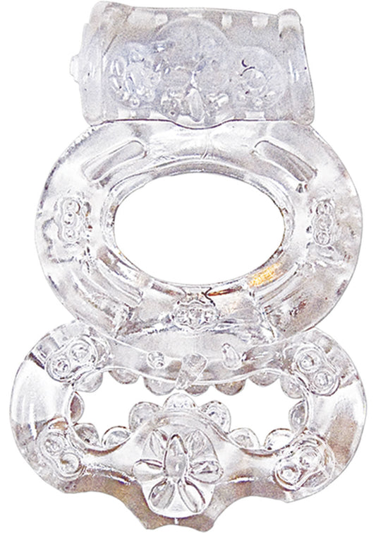 The Macho Crystal Collection Double Ring Vibrating Cock Ring